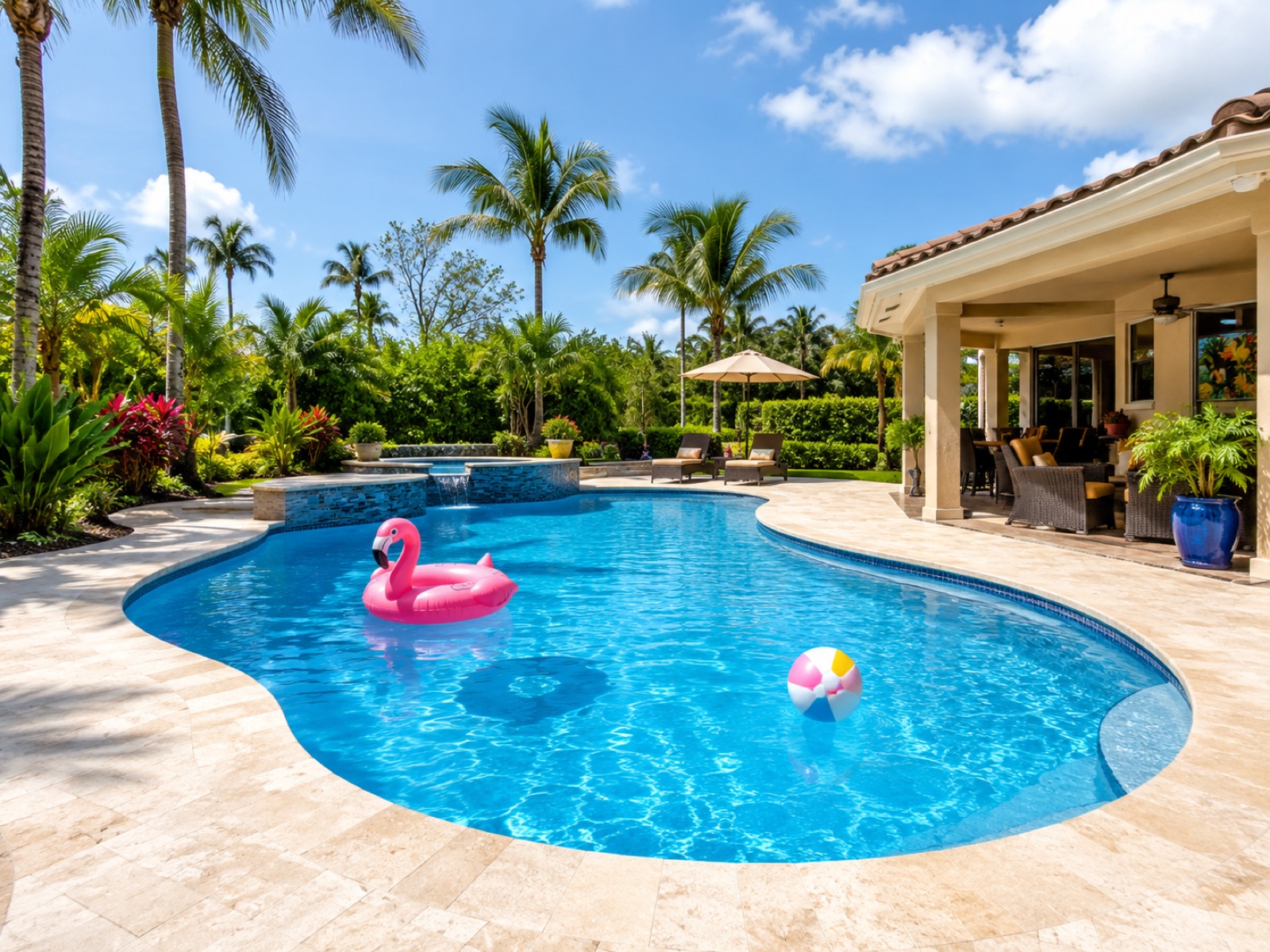 A crystal-clear pool maintained by Crystal Clear Pools